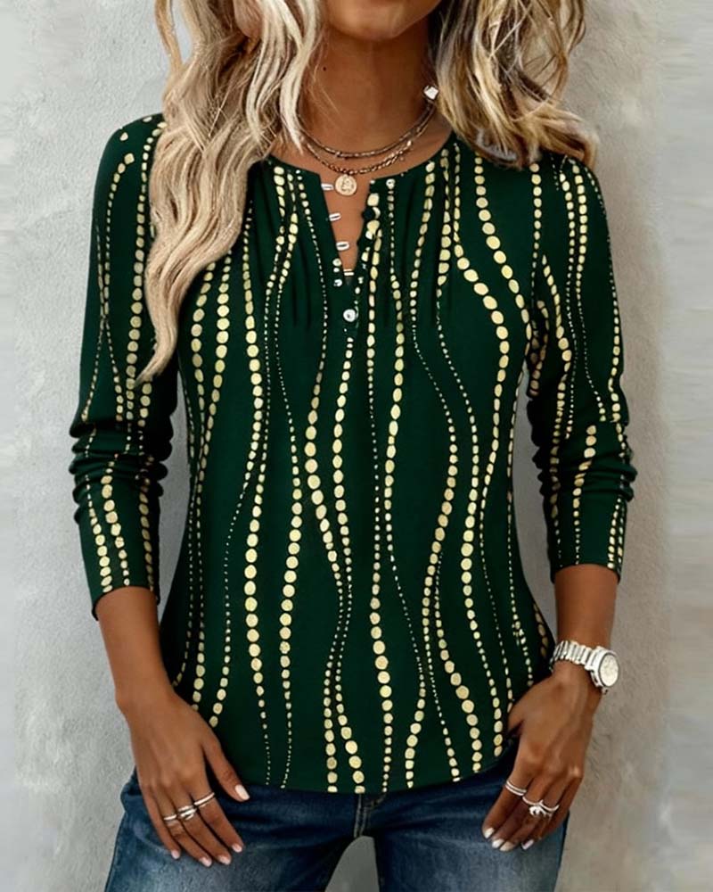 T-shirt à manches longues imprimé boutons