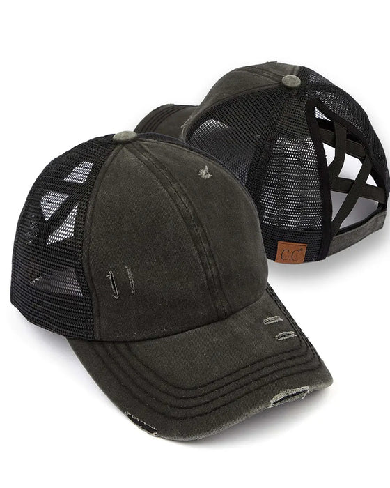 Casquette Ajustable Dos Croisé Denim Usé Baseball