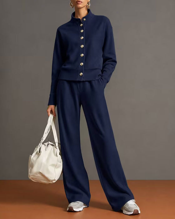 Ensemble Sweat À Capuche Bouton Pression Et Pantalon De Jogging