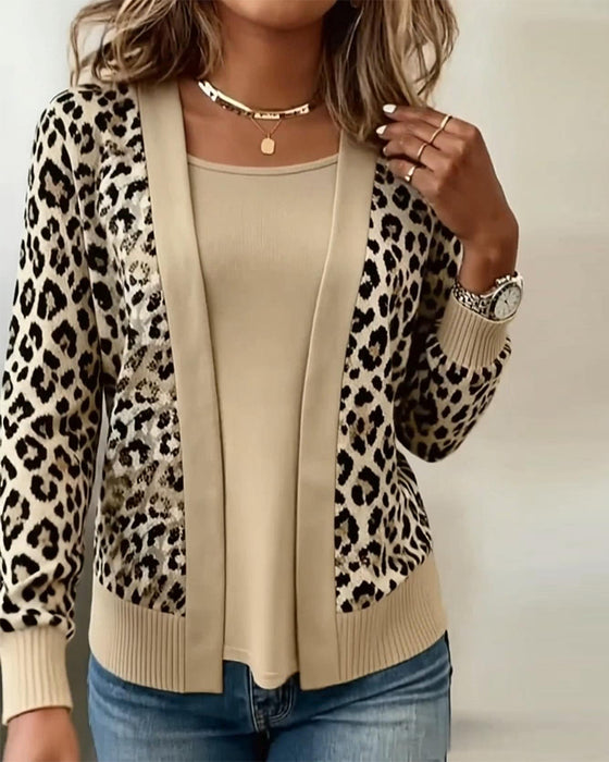 Haut Fausse Deux-Pièces Imprimé Léopard