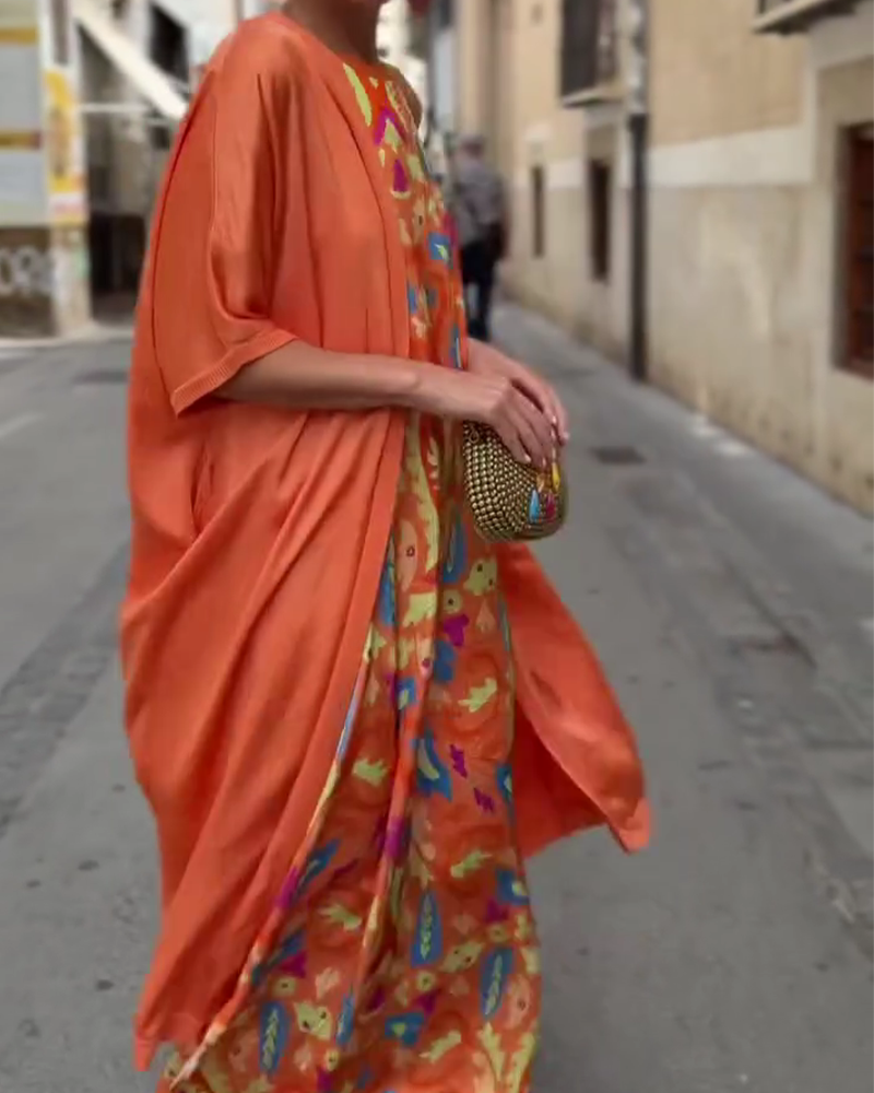 Ensemble Robe Longue Sans Manches Avec Long Cardigan