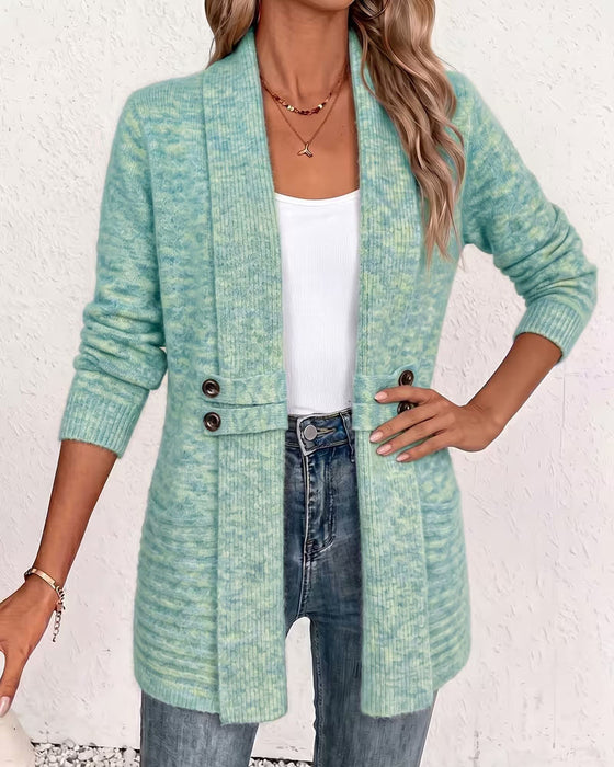 Cardigan Unie Bouton Orné