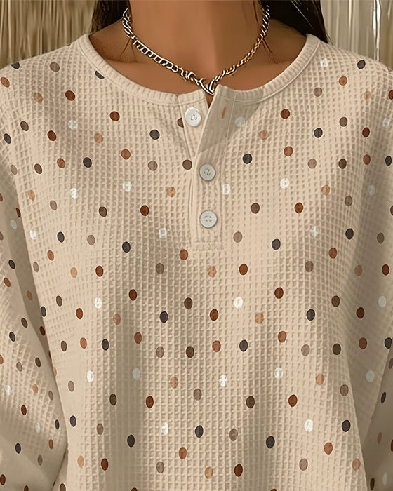 Sweatshirt Col Rond À Pois