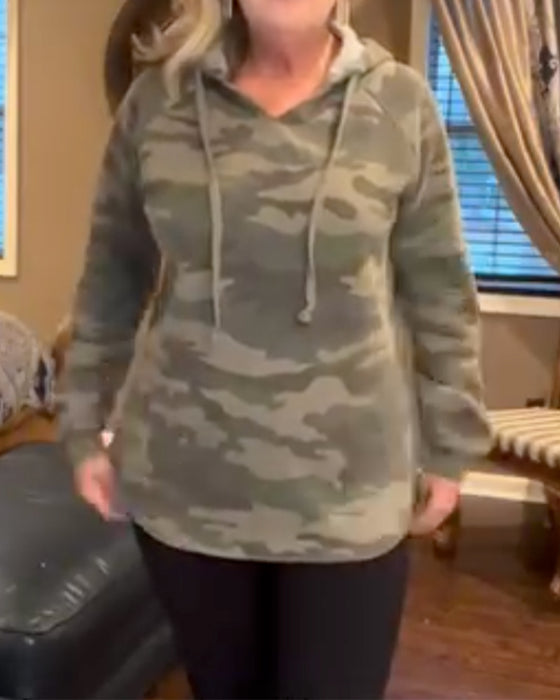 Hoodie Camo Cordon De Serrage Ample Sweatshirt