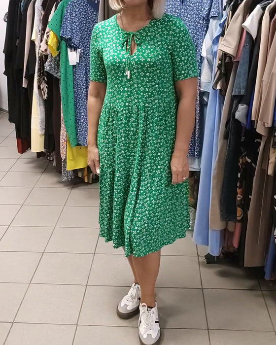 Robe Imprimé Floral Cravate Devant