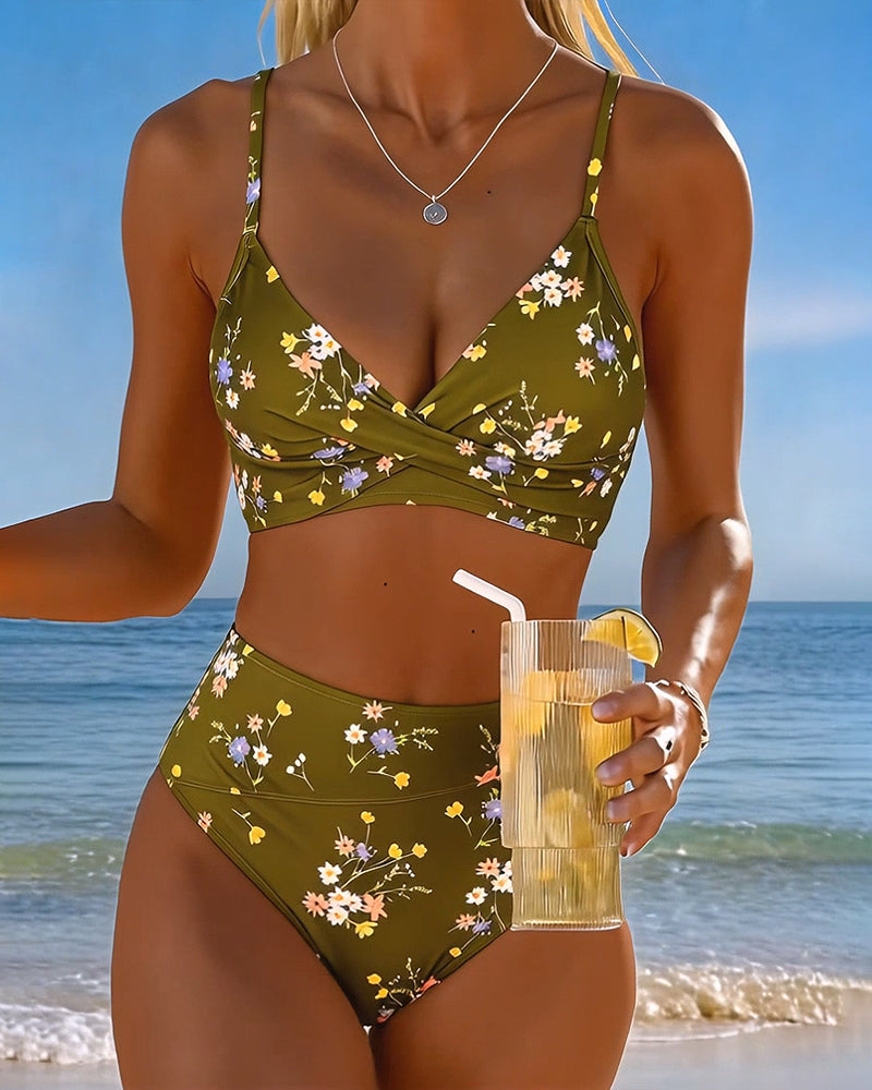 Bikini Sexy Entrecroisé Imprimé Floral