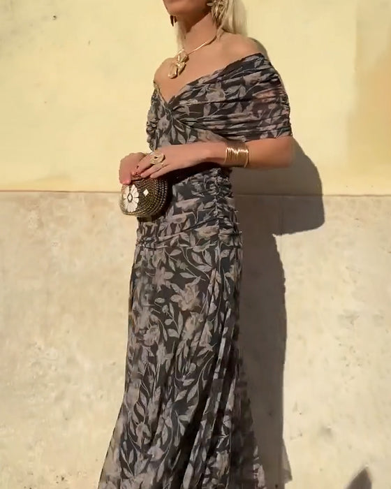 Robe Col En V Épaules Dénudées Tendance