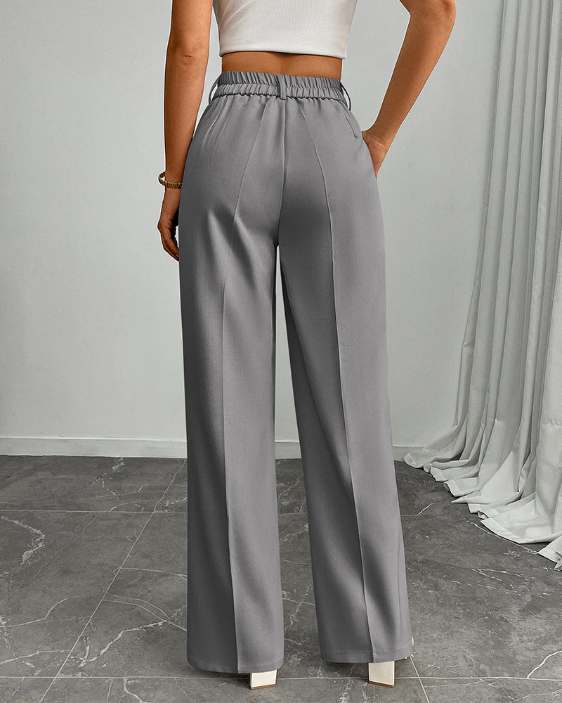 Pantalon Décontracté Ample Droit Large Jambe