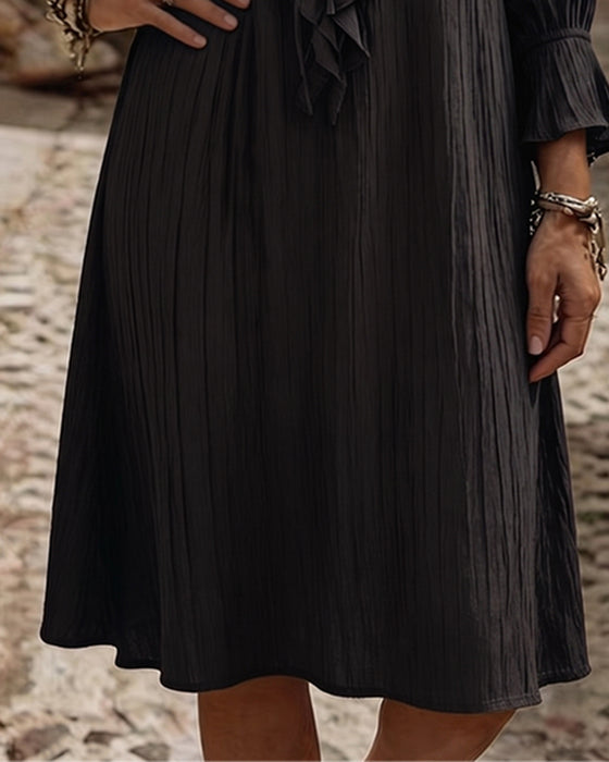 Robe Col Volant Attacher Trois Quart Manche