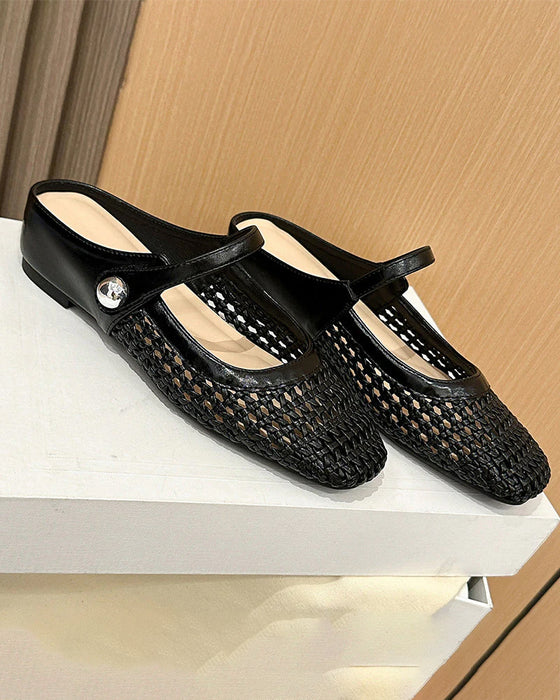 Chaussures Bout Carré Tissé Évidé
