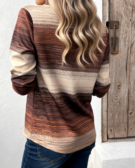 Sweat-Shirt Col Montant Demi-Zippé Dégradé