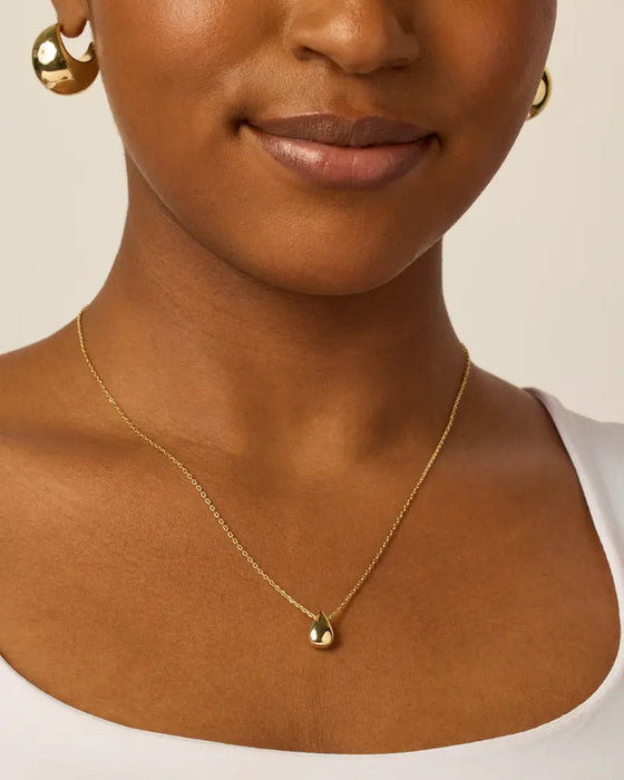 Collier Femme Pendentif Goutte Plaqué Or 14K Avec Chaîne Ajustable