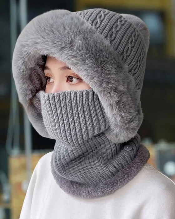 Bonnet Et Écharpe Tricotés Tout-En-Un