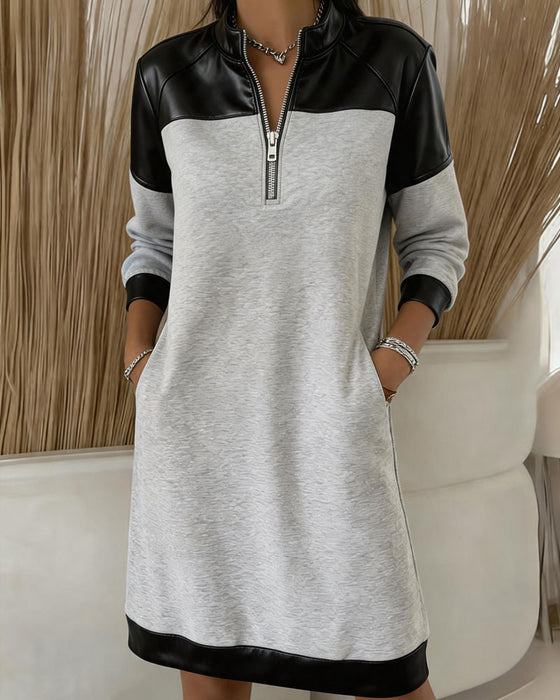 Robe Demi-Fermeture Éclair Casual Sweatshirt
