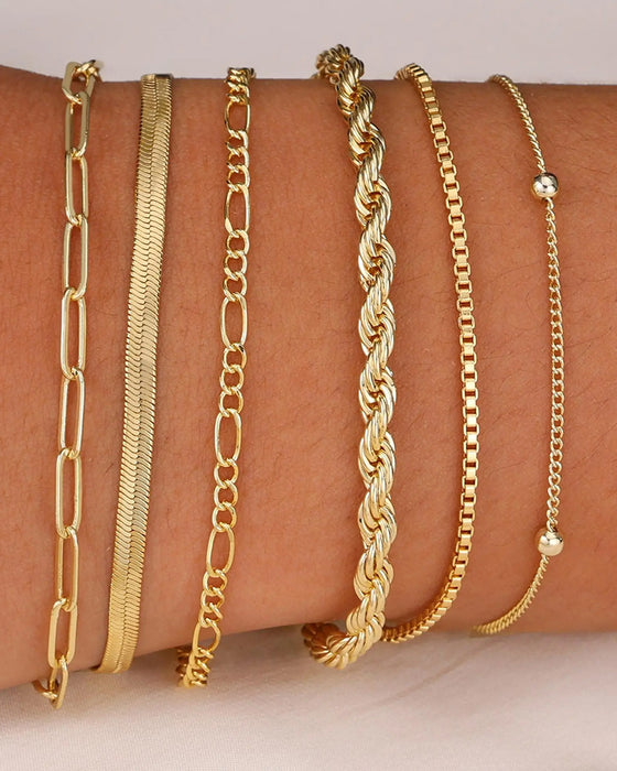 Ensemble De Bracelets Maillons Cubains Fins Et Superposables