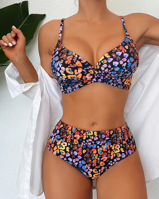 maillot de bain deux pièces bikini à imprimé floral tendance