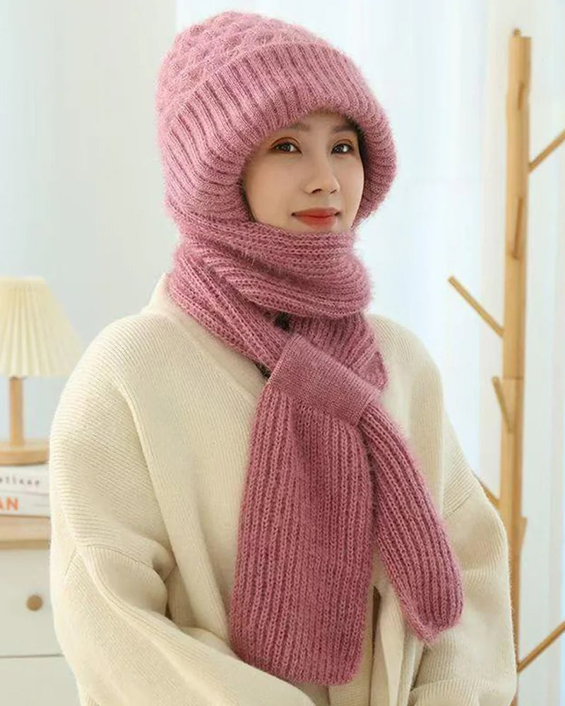 Hiver Polyvalent Tricoté À Capuche Écharpe Pour Femmes