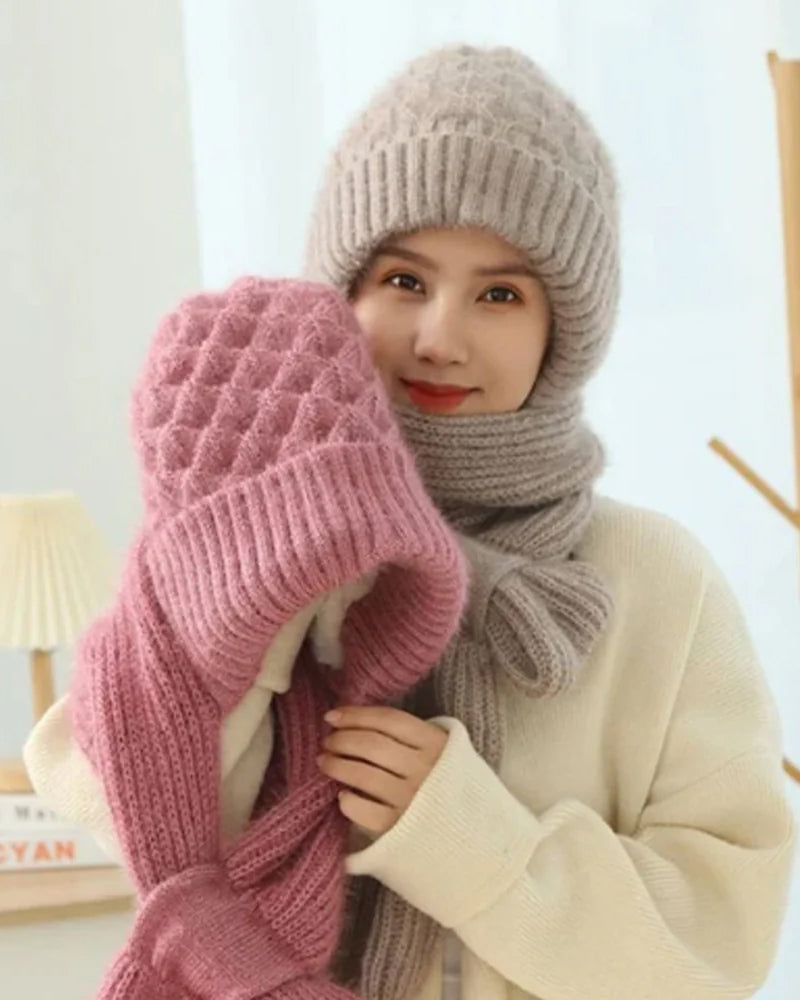 Hiver Polyvalent Tricoté À Capuche Écharpe Pour Femmes