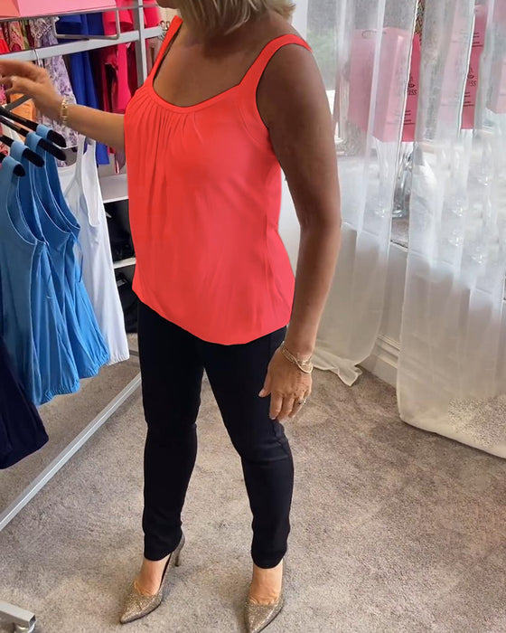 Haut sans manches décontracté uni plissé