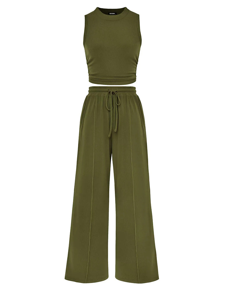 Ensemble Gilet Et Pantalon Taille Élastique