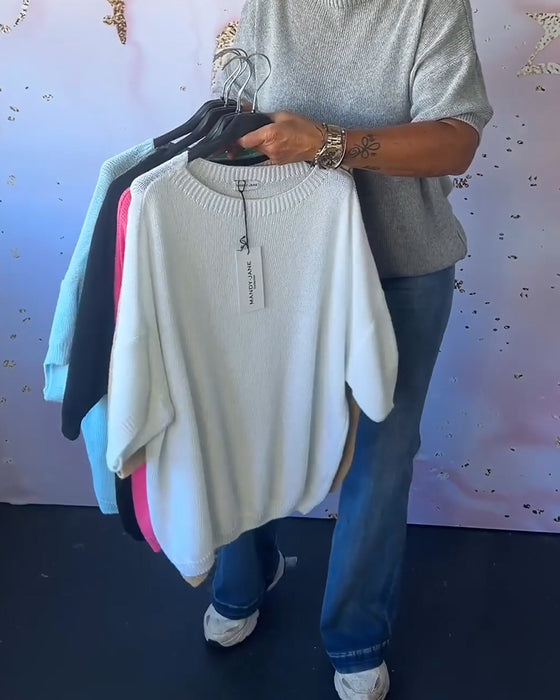 Pull ample décontracté de couleur unie à col rond