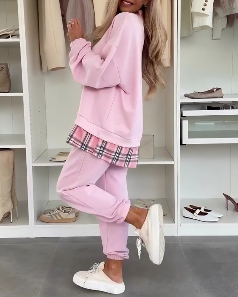 Ensemble Unie Et À Carreaux Patchwork Sport