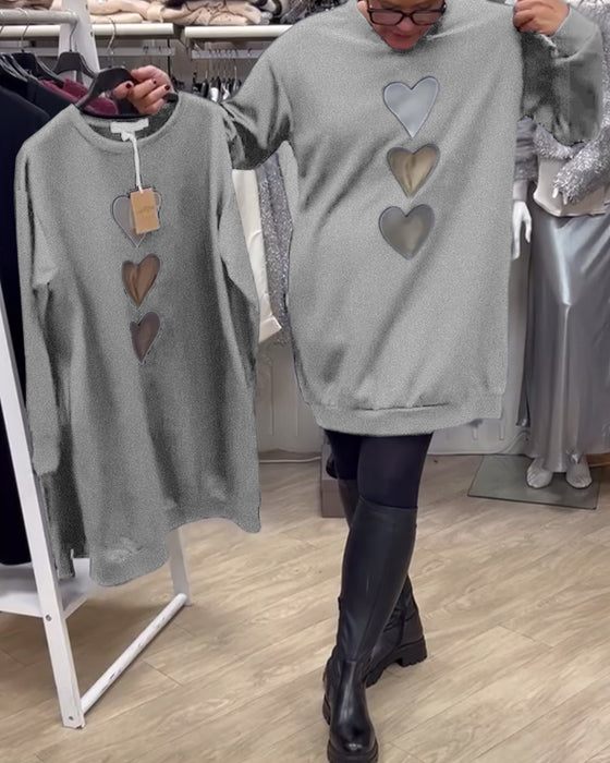 Robe Shift Cœur Motif Casual