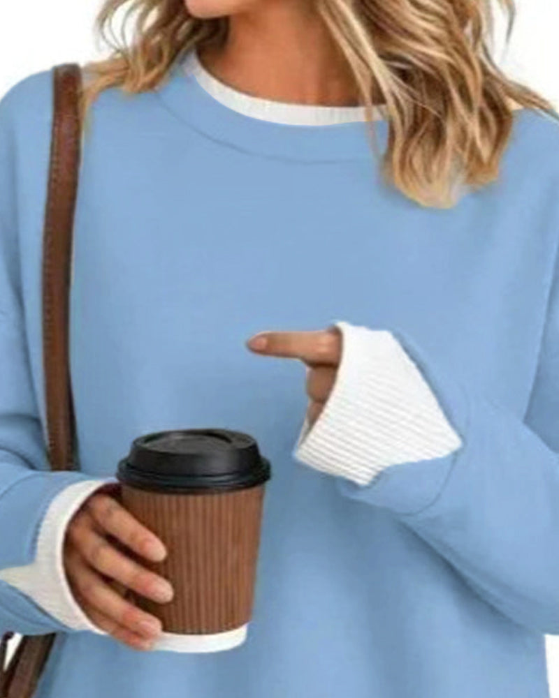 Sweat Faux Superposé Ample Manche Longue