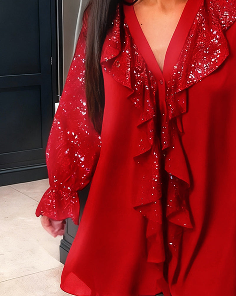 Blouses Amples Unies À Volants