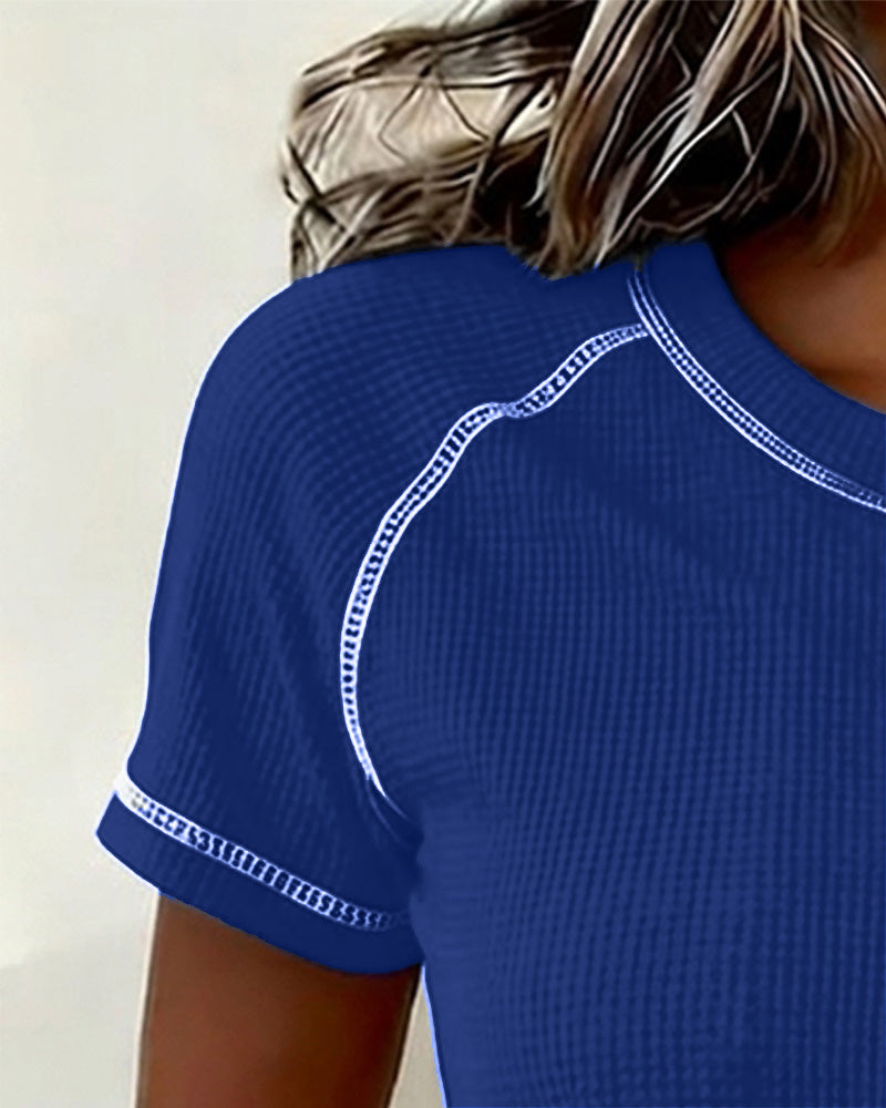 T-Shirt Tissage Gaufre Henley