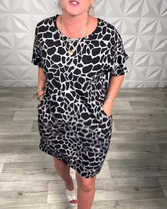 Robe décontractée imprimée col rond