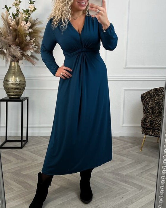 Robe sexy unie avec manches longues