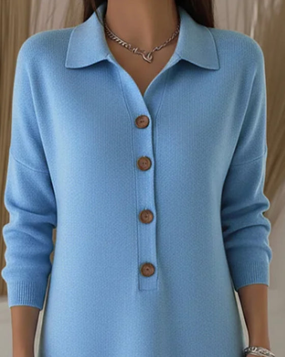 Robe À Revers Boutonnée Et Élégante