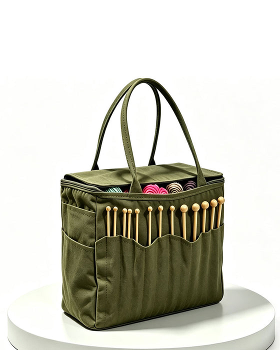 Sac De Rangement En Toile Pour Laine Avec Poches À Aiguilles