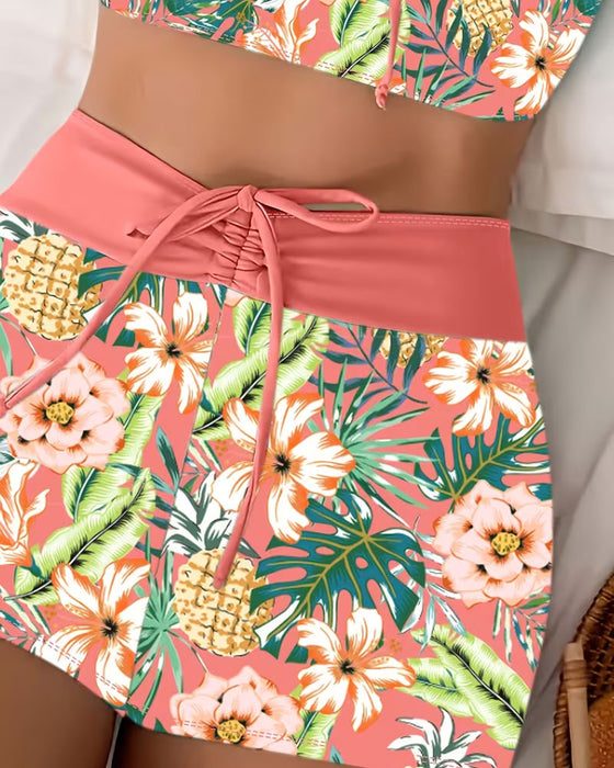 Bikinis Ananas Floral Jupe Deux Pièces