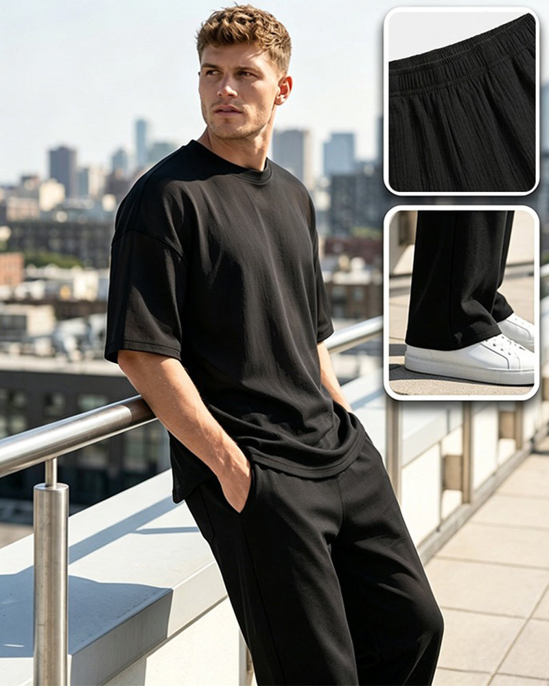 Ensemble Homme Décontracté Uni Manches Courtes