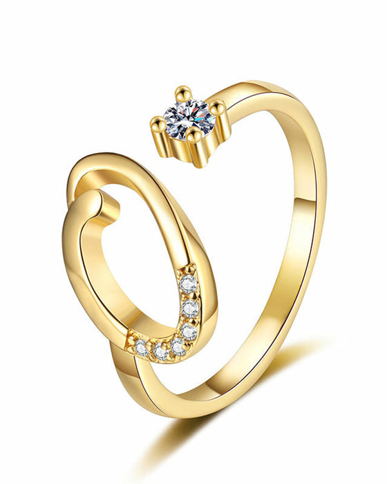 Bague Réglable Scintillante Avec Initiale Pour Femmes