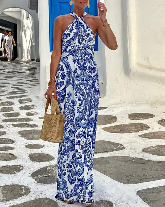 Robe Airy sans col Fleur de cajou Longue