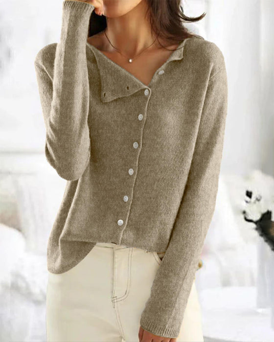 Pull Bouton Irrégulier Unie