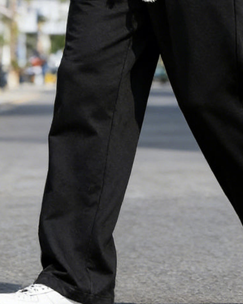 Pantalon Hommes Décontracté Cordon De Serrage Jambe Droite