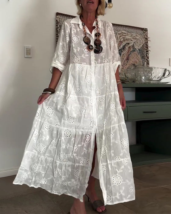 Robe Élégant Creux Fleur