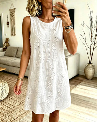 Robe Col Rond Sans Manches Décontractée