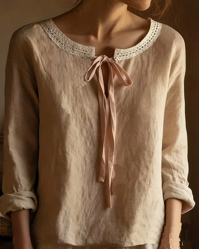 Chemisier Laçage Uni Élégant Décontracté