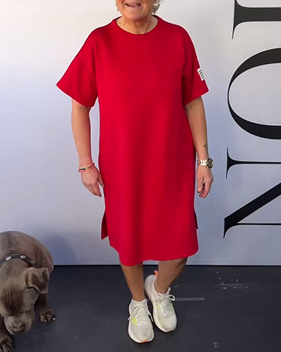 Robe Col Rond Décontractée Manches Courtes Simple