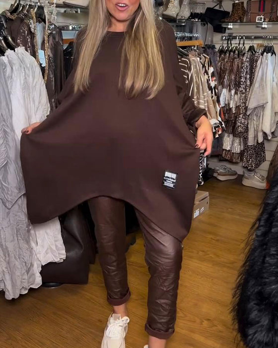 Sweatshirt Avec Caractéristiques Col Rond Et Large