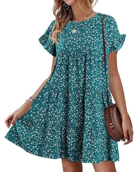 Robe Manche Volant Léopard À Volants