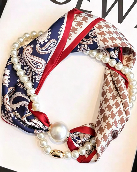 Collier Long Orné De Perles Soie