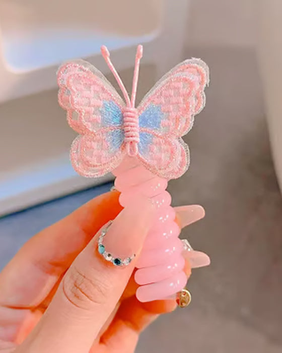 Élastiques Pour Cheveux En Fil Téléphonique Avec Papillon