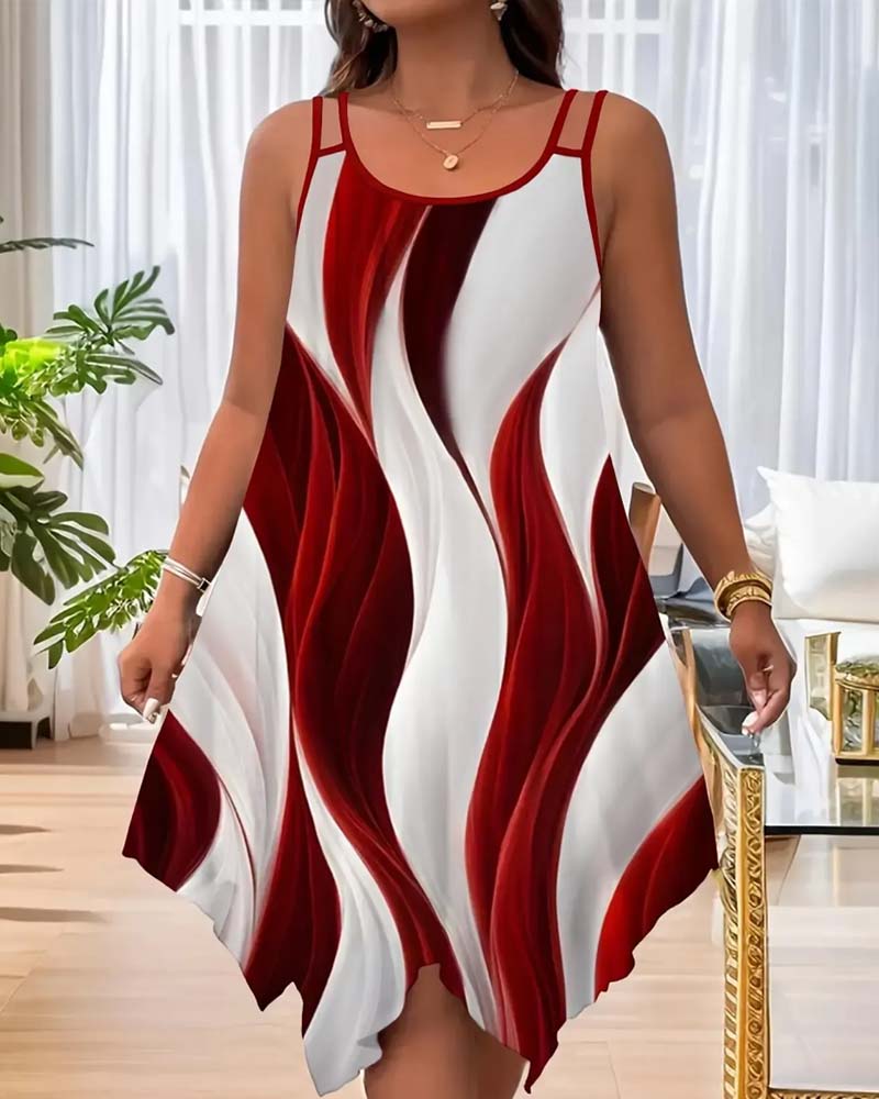 Robe Bloc De Couleur Ondulé Camisole
