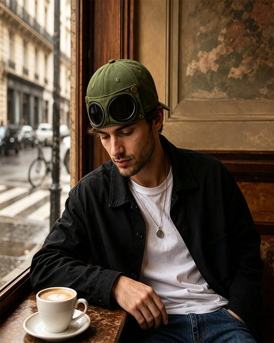 Casquette De Baseball Pilote Avec Lunettes Amovibles – Conçue Pour Le Style Urbain Et Les Looks Du Quotidien